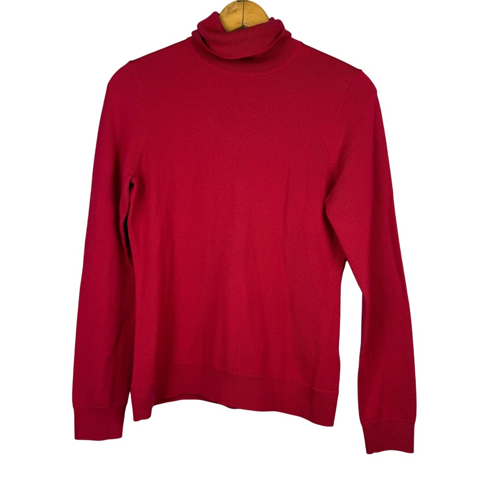 Brooks Brothers 346 Red Merino Wool Turtleneck Sweater Womens Small Layering